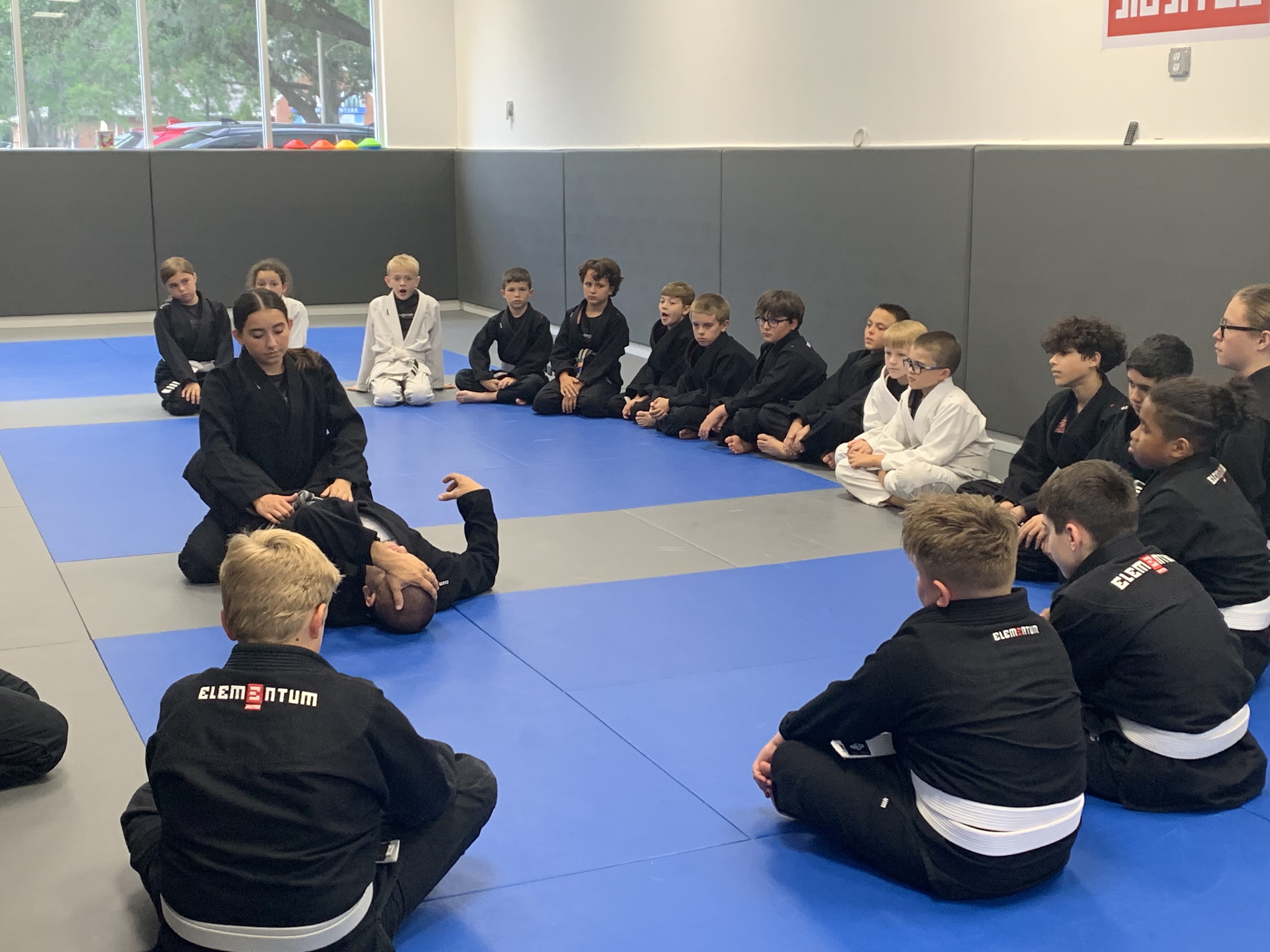 Kids 2 class (ages 5–8) at Elementum Jiu Jitsu Oviedo
